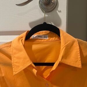 Mango women’s  Bright Orange Casual Button-Down Shirt